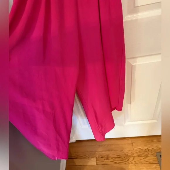 Pink Tie Sleeve, Asymmetrical Leg Jumpsuit with pockets - Picture 6 of 6